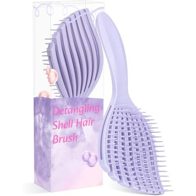 Euqvunn Lockenbürste, Haarbürste mit Flexiblen Borsten, Entwirrbürste für Nasses und Trockenes Haar, Volumen Bürste, Sanft zum Haar, Lila Euqvunn Lockenbürste, Haarbürste mit Flexiblen Borsten, Entwirrbürste für Nasses und Trockenes Haar, Volumen Bürste, Sanft zum Haar, Lila