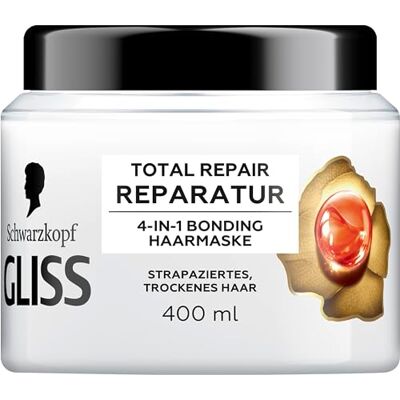 Gliss 4-in-1 Kur Reparatur Total Repair (400 ml), Haarkur mit HAPTIQ System & Keratin für geschmeidiges Haar voller Glanz, Haarmaske reduziert Haarbruch Gliss 4-in-1 Kur Reparatur Total Repair (400 ml), Haarkur mit HAPTIQ System & Keratin für geschmeidiges Haar voller Glanz, Haarmaske reduziert Haarbruch