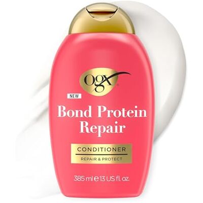 OGX Repair and Protect Bond Protein Repair Conditioner, 385 ml – Stärkt und repariert sprödes, trockenes oder beschädigtes Haar mit Lipi Pro Shield Technology und Dual-Action-Repair-Technologie OGX Repair and Protect Bond Protein Repair Conditioner, 385 ml – Stärkt und repariert sprödes, trockenes oder beschädigtes Haar mit Lipi Pro Shield Technology und Dual-Action-Repair-Technologie