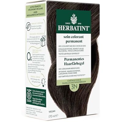 Herbatint Permanentes Haarfärbegel 3N Dunkle Kastanienbraun – 170 ml I Ohne Ammoniak, 100% Grauhaarabdeckung I Auf empfindlicher Haut getestet, mit 8 Pflanzenextrakten Herbatint Permanentes Haarfärbegel 3N Dunkle Kastanienbraun – 170 ml I Ohne Ammoniak, 100% Grauhaarabdeckung I Auf empfindlicher Haut getestet, mit 8 Pflanzenextrakten