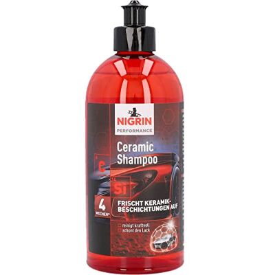 NIGRIN Performance Ceramic Shampoo für Autowäsche, intensive Schmutzlösewirkung, mit Abperleffekt, Schutz vor Neuverschmutzung, 500 ml, rot NIGRIN Performance Ceramic Shampoo für Autowäsche, intensive Schmutzlösewirkung, mit Abperleffekt, Schutz vor Neuverschmutzung, 500 ml, rot