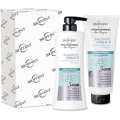 BIOPOINT Professional Hair Program HYALU-3 Kit Ultra Regenerierende Formel, enthält Shampoo 400 ml + Conditioner 350 ml, schenkt trockenem und dehydriertem Haar Vitalität und Wohlbefinden BIOPOINT Professional Hair Program HYALU-3 Kit Ultra Regenerierende Formel, enthält Shampoo 400 ml + Conditioner 350 ml, schenkt trockenem und dehydriertem Haar Vitalität und Wohlbefinden