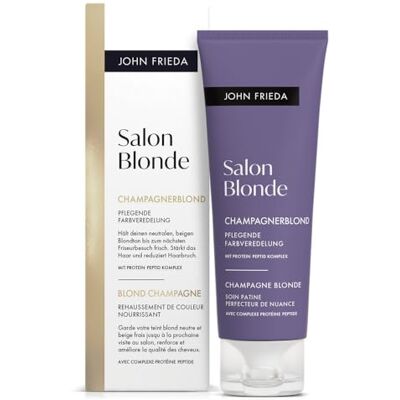 John Frieda Salon Blonde Champagnerblond Farbveredelung Hält den neutralen, beigen Blondton bis zum nächsten Friseurbesuch frisch Inhalt: 120 ml Formuliert ohne Ammoniak oder PeroxidHält John Frieda Salon Blonde Champagnerblond Farbveredelung Hält den neutralen, beigen Blondton bis zum nächsten Friseurbesuch frisch Inhalt: 120 ml Formuliert ohne Ammoniak oder PeroxidHält