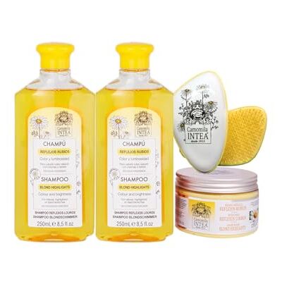 Intea Camomila Blondschimmer Shampoo & Blondschimmer Spülung Set, für blondes Haar, 250 ml Shampoo + 250 ml Spülung, Mit Kamillenblütenextrakt für Glanz & Pflege Intea Camomila Blondschimmer Shampoo & Blondschimmer Spülung Set, für blondes Haar, 250 ml Shampoo + 250 ml Spülung, Mit Kamillenblütenextrakt für Glanz & Pflege