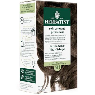 Herbatint Permanentes Haarfärbegel 5N Helles Kastanienbraun – 170 ml I Ohne Ammoniak, 100% Grauhaarabdeckung I Auf empfindlicher Haut getestet, mit 8 Pflanzenextrakten Herbatint Permanentes Haarfärbegel 5N Helles Kastanienbraun – 170 ml I Ohne Ammoniak, 100% Grauhaarabdeckung I Auf empfindlicher Haut getestet, mit 8 Pflanzenextrakten