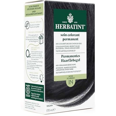 Herbatint Permanentes Haarfärbegel 1N Schwarz – 170 ml I Ohne Ammoniak, 100% Grauhaarabdeckung I Auf empfindlicher Haut getestet, mit 8 Pflanzenextrakten Herbatint Permanentes Haarfärbegel 1N Schwarz – 170 ml I Ohne Ammoniak, 100% Grauhaarabdeckung I Auf empfindlicher Haut getestet, mit 8 Pflanzenextrakten