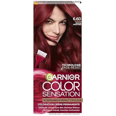 Garnier Color Sensation Coloration – Tiefrot 6.60 – permanente Creme-Färbung – alle Haartypen – Farbe bis zu 10 Wochen & deckt weißes Haar 100% ab Garnier Color Sensation Coloration – Tiefrot 6.60 – permanente Creme-Färbung – alle Haartypen – Farbe bis zu 10 Wochen & deckt weißes Haar 100% ab
