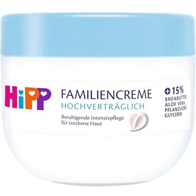 HiPP hochverträglich Familiencreme, mit Sheabutter, Aloe Vera und pflanzlichen Glycerin für trockene Haut, parfumfrei & hypoallergen, bei Neigung zu Neurodermitis, 300 ml HiPP hochverträglich Familiencreme, mit Sheabutter, Aloe Vera und pflanzlichen Glycerin für trockene Haut, parfumfrei & hypoallergen, bei Neigung zu Neurodermitis, 300 ml