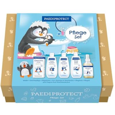 PaediProtect Pflegebox, Haut Pflegeset mit 1x Gesichtspflege, 1x Shampoo & Waschlotion, 1x Pflegelotion für Babys- und Kinder, 1x Pflegebad, 1x Pflegeöl, Geschenkset mit Pflegeprodukten, Geschenkset PaediProtect Pflegebox, Haut Pflegeset mit 1x Gesichtspflege, 1x Shampoo & Waschlotion, 1x Pflegelotion für Babys- und Kinder, 1x Pflegebad, 1x Pflegeöl, Geschenkset mit Pflegeprodukten, Geschenkset