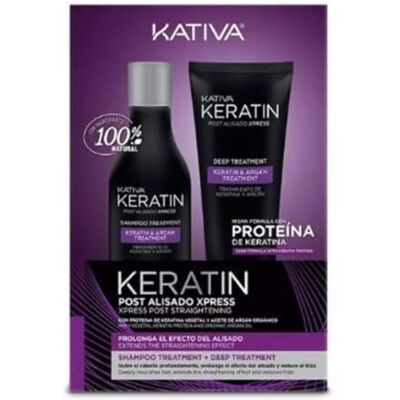 KATIVA KERATIN Post Alisado Xpress Shampoo Treatment + Deep Treatment POST-Kit mit Keratin Shampoo 250 ml + 200 ml Maske mit pflanzlichem Keratin und Arganöl KATIVA KERATIN Post Alisado Xpress Shampoo Treatment + Deep Treatment POST-Kit mit Keratin Shampoo 250 ml + 200 ml Maske mit pflanzlichem Keratin und Arganöl