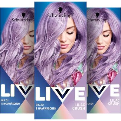 LIVE Schwarzkopf Pretty Pastels Semi-Permanente Haarfarbe P120 Lilac Crush (142,5 ml), Coloration hält bis zu 8 Haarwäschen, mit Pflege-Conditioner für intensive Pflege LIVE Schwarzkopf Pretty Pastels Semi-Permanente Haarfarbe P120 Lilac Crush (142,5 ml), Coloration hält bis zu 8 Haarwäschen, mit Pflege-Conditioner für intensive Pflege