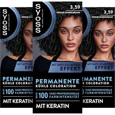 Syoss Coloration 3_59 Kühles Dunkelbraun (115 ml), permanente Coloration mit Keratin verleiht einen kühlen Farbton für bis zu 100 Tage professionelle Farbintensität, mit Anti-Gelbstich-Effekt Syoss Coloration 3_59 Kühles Dunkelbraun (115 ml), permanente Coloration mit Keratin verleiht einen kühlen Farbton für bis zu 100 Tage professionelle Farbintensität, mit Anti-Gelbstich-Effekt