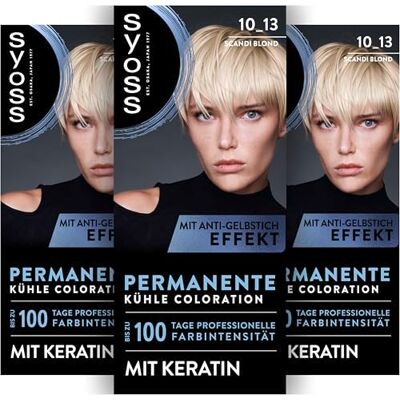 Syoss Coloration 10_13 Scandi Blond (115 ml), permanente Coloration mit Keratin verleiht einen kühlen Farbton für bis zu 100 Tage professionelle Farbintensität, mit Anti-Gelbstich-Effekt Syoss Coloration 10_13 Scandi Blond (115 ml), permanente Coloration mit Keratin verleiht einen kühlen Farbton für bis zu 100 Tage professionelle Farbintensität, mit Anti-Gelbstich-Effekt