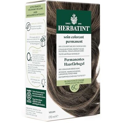 Herbatint Permanentes Haarfärbegel 6C Dunkles Aschblond – 170 ml I Ohne Ammoniak, optimale Grauhaarabdeckung I Auf empfindlicher Haut getestet, mit 8 Pflanzenextrakten Herbatint Permanentes Haarfärbegel 6C Dunkles Aschblond – 170 ml I Ohne Ammoniak, optimale Grauhaarabdeckung I Auf empfindlicher Haut getestet, mit 8 Pflanzenextrakten