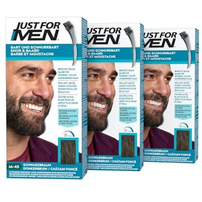 Just for men Bart Und Schnurrbart, Bartfarbe, Bart Tönung Für Männer, Einfache Anwendung, Eliminiert Graue Haare, Für Ein Volleres, Natürliches Aussehen, Schwarzlbraun, M45, 3er Pack (3 x 28g) Just for men Bart Und Schnurrbart, Bartfarbe, Bart Tönung Für Männer, Einfache Anwendung, Eliminiert Graue Haare, Für Ein Volleres, Natürliches Aussehen, Schwarzlbraun, M45, 3er Pack (3 x 28g)