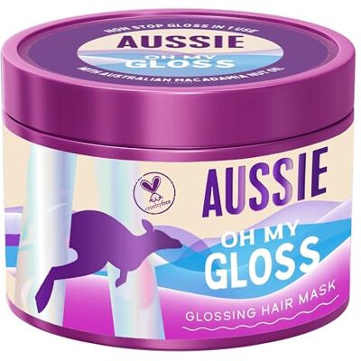 Aussie Oh My Gloss Haarmaske 500ml, pflegt trockenes und glanzloses Haar spendet Feuchtigkeit, stellt natürlichen Glanz wieder her, Australisches Macadamianussöl, vegan und tierversuchsfrei Aussie Oh My Gloss Haarmaske 500ml, pflegt trockenes und glanzloses Haar spendet Feuchtigkeit, stellt natürlichen Glanz wieder her, Australisches Macadamianussöl, vegan und tierversuchsfrei