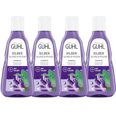 Guhl Silberglanz & Pflege Shampoo 4er Pack 4 x 250 ml Anti-Gelbstich Haartyp: grau, silber, blond Guhl Silberglanz & Pflege Shampoo 4er Pack 4 x 250 ml Anti-Gelbstich Haartyp: grau, silber, blond