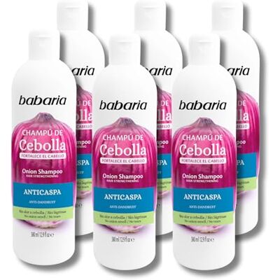 Babaria Zwiebel-Shampoo Pack 6, Anti-Schuppen-Shampoo, X6, 380 ml, Anti-Oxidationszwiebel-Shampoo, geruchlos, ohne Tränen Babaria Zwiebel-Shampoo Pack 6, Anti-Schuppen-Shampoo, X6, 380 ml, Anti-Oxidationszwiebel-Shampoo, geruchlos, ohne Tränen