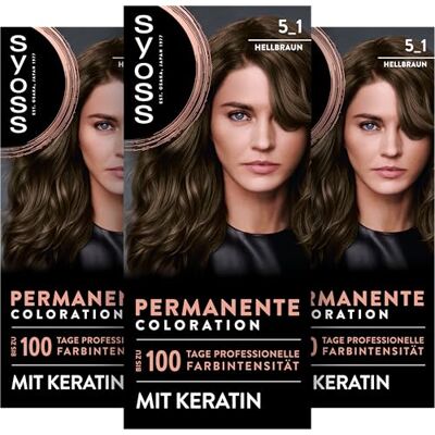 Syoss Coloration 5_1 Hellbraun (115 ml), permanente Coloration mit Keratin verleiht bis zu 100 Tage professionelle Farbintensität, 100% Grauabdeckung Syoss Coloration 5_1 Hellbraun (115 ml), permanente Coloration mit Keratin verleiht bis zu 100 Tage professionelle Farbintensität, 100% Grauabdeckung