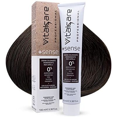 Vitalcare +Sense Professionelle Permanente Haarfärbung, ohne Ammoniak, Resorcina, PPD, Silikon mit Arganöl, Macadamiia und Avocado, 6/00 Dunkelblond, 100 ml Vitalcare +Sense Professionelle Permanente Haarfärbung, ohne Ammoniak, Resorcina, PPD, Silikon mit Arganöl, Macadamiia und Avocado, 6/00 Dunkelblond, 100 ml