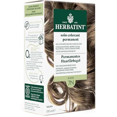 Herbatint Permanentes Haarfärbegel 7N Blond – 170 ml I Ohne Ammoniak, 100% Grauhaarabdeckung I Auf empfindlicher Haut getestet, mit 8 Pflanzenextrakten Herbatint Permanentes Haarfärbegel 7N Blond – 170 ml I Ohne Ammoniak, 100% Grauhaarabdeckung I Auf empfindlicher Haut getestet, mit 8 Pflanzenextrakten