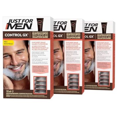 Just for men Control GX Bartpflege, Bartfarbe, Graureduzierendes Shampoo Für Den Bart, Mit Kokosöl Und Aloe Vera, 118 ml, 3er Pack (3 x 118 ml) Just for men Control GX Bartpflege, Bartfarbe, Graureduzierendes Shampoo Für Den Bart, Mit Kokosöl Und Aloe Vera, 118 ml, 3er Pack (3 x 118 ml)