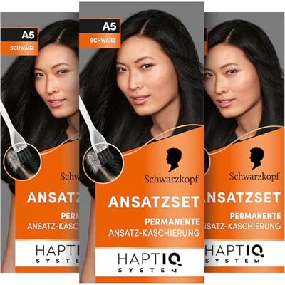 Schwarzkopf Ansatzset A5 Schwarz Stufe 3 (3 x 44,5 ml), dauerhafte Haarfarbe zum Haaransatz kaschieren in nur 10 Minuten, Ansatzfarbe für harmonische Übergänge Schwarzkopf Ansatzset A5 Schwarz Stufe 3 (3 x 44,5 ml), dauerhafte Haarfarbe zum Haaransatz kaschieren in nur 10 Minuten, Ansatzfarbe für harmonische Übergänge