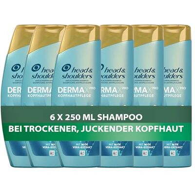 Head & Shoulders DermaXPro Beruhigende Pflege Anti-Schuppen-Shampoo 6x250ml mit Aloe Vera-Extrakt und Ceramide-Komplex. Hilft, Trockene, Juckende Kopfhaut zu Beruhigen und die Hautbarriere zu Stärken Head & Shoulders DermaXPro Beruhigende Pflege Anti-Schuppen-Shampoo 6x250ml mit Aloe Vera-Extrakt und Ceramide-Komplex. Hilft, Trockene, Juckende Kopfhaut zu Beruhigen und die Hautbarriere zu Stärken