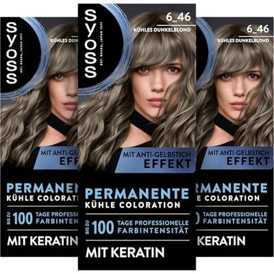 Syoss Coloration 6_46 Kühles Dunkelblond (115 ml), permanente Coloration mit Keratin verleiht einen kühlen Farbton für bis zu 100 Tage professionelle Farbintensität, mit Anti-Gelbstich-Effekt Syoss Coloration 6_46 Kühles Dunkelblond (115 ml), permanente Coloration mit Keratin verleiht einen kühlen Farbton für bis zu 100 Tage professionelle Farbintensität, mit Anti-Gelbstich-Effekt
