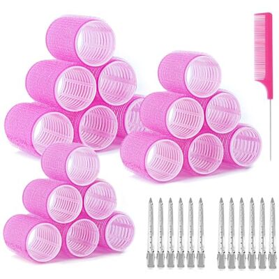 Romon Lockenwickler Locken Set, 31 Stück Rosa Lockenwickler Set, Selbsthaftend Hair Rollers 40mm 30mm 20mm mit 12 Stücke Haarspangen Groß Hitzefreie Haarwickler für Lange Medoum und Kurze Haare Romon Lockenwickler Locken Set, 31 Stück Rosa Lockenwickler Set, Selbsthaftend Hair Rollers 40mm 30mm 20mm mit 12 Stücke Haarspangen Groß Hitzefreie Haarwickler für Lange Medoum und Kurze Haare