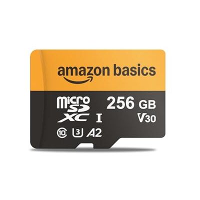 Amazon Basics 256-GB-microSDXC-Karte mit Adapter, Lesegeschwindigkeit bis zu 200 MB/s, 1er-Pack Amazon Basics 256-GB-microSDXC-Karte mit Adapter, Lesegeschwindigkeit bis zu 200 MB/s, 1er-Pack