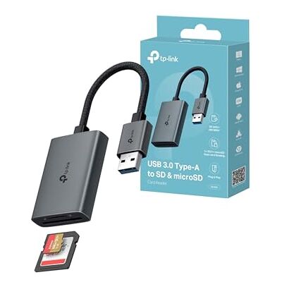 TP-Link Speicherkartenleser SD Kartenleser, USB auf SD und microSD bis zu 2 TB, USB 3.0, UHS-I 200 MB/s, Gleichzeitiges Lesen und Schreiben von Zwei Karten, UA430 TP-Link Speicherkartenleser SD Kartenleser, USB auf SD und microSD bis zu 2 TB, USB 3.0, UHS-I 200 MB/s, Gleichzeitiges Lesen und Schreiben von Zwei Karten, UA430