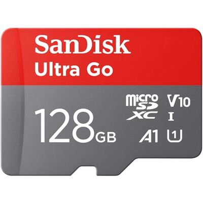 SanDisk 128 GB Ultra Go Micro SDXC Speicherkarte + SD Adapter (Für Android Smartphones und Tablets, bis zu 150 MB/s Lesegeschwindigkeit) A1, Full HD Video, UHS-I, Class 10, U1, Für Amazon SanDisk 128 GB Ultra Go Micro SDXC Speicherkarte + SD Adapter (Für Android Smartphones und Tablets, bis zu 150 MB/s Lesegeschwindigkeit) A1, Full HD Video, UHS-I, Class 10, U1, Für Amazon
