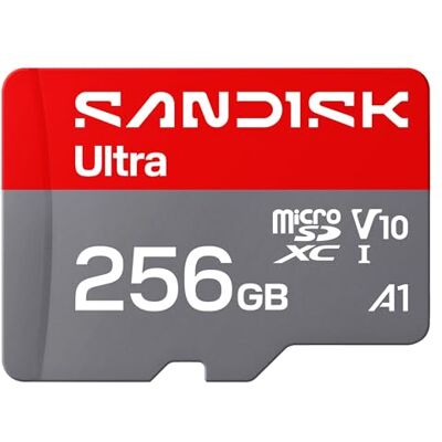 SanDisk Ultra microSDXC 256 GB, UHS-I-Karte + SD Adapter (bis zu 195MB/ Lesen, Full-HD-Video, V10, U1, C10, A1) Karte für Android-Smartphones oder -Tablets, Kameras und Laptops SanDisk Ultra microSDXC 256 GB, UHS-I-Karte + SD Adapter (bis zu 195MB/ Lesen, Full-HD-Video, V10, U1, C10, A1) Karte für Android-Smartphones oder -Tablets, Kameras und Laptops