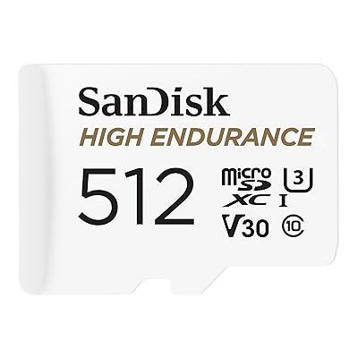 SanDisk High Endurance microSDXC Speicherkarte 512 GB + Adapter (Für Dash-Cams und Private Überwachungskameras, 100 MB/s Lesen, V30 für Full-HD und 4K-Videos) SanDisk High Endurance microSDXC Speicherkarte 512 GB + Adapter (Für Dash-Cams und Private Überwachungskameras, 100 MB/s Lesen, V30 für Full-HD und 4K-Videos)