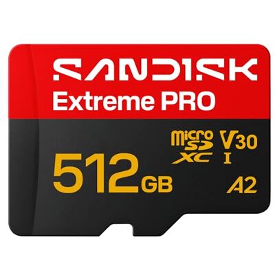 SanDisk Extreme PRO microSDXC 512 GB. UHS-I-Karte + SD Adapter (bis zu 250 MB/s Lesen, bis zu 170 MB/s Schreiben, 5K, 3K, 4K UHD, C10, V30, U3, A2) SanDisk Extreme PRO microSDXC 512 GB. UHS-I-Karte + SD Adapter (bis zu 250 MB/s Lesen, bis zu 170 MB/s Schreiben, 5K, 3K, 4K UHD, C10, V30, U3, A2)