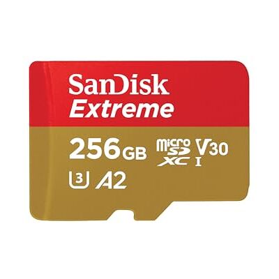 SanDisk Extreme microSDXC UHS-I Speicherkarte 256 GB + Adapter (Für Smartphones, Actionkameras und Drohnen, A2, C10, V30, U3, 190 MB/s Übertragung, RescuePRO Deluxe) SanDisk Extreme microSDXC UHS-I Speicherkarte 256 GB + Adapter (Für Smartphones, Actionkameras und Drohnen, A2, C10, V30, U3, 190 MB/s Übertragung, RescuePRO Deluxe)