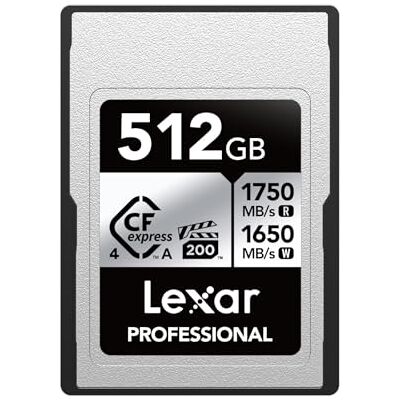 Lexar Professional CFexpress 4.0 Typ A Karte 512GB, CFe Karte bis zu 1750MB/s Lesen, VPG200, 8K Video CF Card, Speicherkarte kompatibel mit Sony Alpha und Sony FX Kameras Lexar Professional CFexpress 4.0 Typ A Karte 512GB, CFe Karte bis zu 1750MB/s Lesen, VPG200, 8K Video CF Card, Speicherkarte kompatibel mit Sony Alpha und Sony FX Kameras