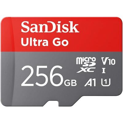 SanDisk 256 GB Ultra Go Micro SDXC Speicherkarte + SD Adapter (Für Android Smartphones und Tablets, bis zu 150 MB/s Lesegeschwindigkeit) A1, Full HD Video, UHS-I, Class 10, U1, Für Amazon SanDisk 256 GB Ultra Go Micro SDXC Speicherkarte + SD Adapter (Für Android Smartphones und Tablets, bis zu 150 MB/s Lesegeschwindigkeit) A1, Full HD Video, UHS-I, Class 10, U1, Für Amazon