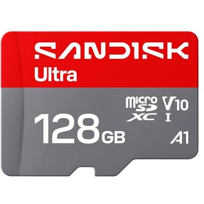 SanDisk Ultra microSDXC 128 GB, UHS-I-Karte + SD Adapter (bis zu 195MB/s Lesen, Full-HD-Video, V10, U1, C10, A1) Karte für Android-Smartphones oder -Tablets, Kameras und Laptops SanDisk Ultra microSDXC 128 GB, UHS-I-Karte + SD Adapter (bis zu 195MB/s Lesen, Full-HD-Video, V10, U1, C10, A1) Karte für Android-Smartphones oder -Tablets, Kameras und Laptops