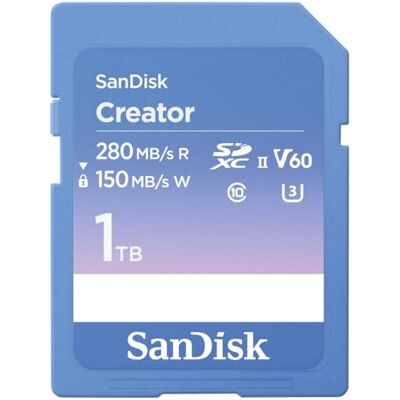 SanDisk Creator SD-UHS-II Speicherkarte 1 TB (Für DSLR und Mirrorless-Kameras, 6K-Video, V60, UHS-II, 280 MB/s Lesen, RescuePro Deluxe, Adobe Creative Cloud) SanDisk Creator SD-UHS-II Speicherkarte 1 TB (Für DSLR und Mirrorless-Kameras, 6K-Video, V60, UHS-II, 280 MB/s Lesen, RescuePro Deluxe, Adobe Creative Cloud)