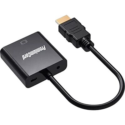 PremiumCord HDMI-zu-VGA-Konverter mit 3,5-mm-Stereo-Klinken-Audio mit Audiokabel, HDMI 1.3, HDCP 1.2, Unterstützt Full HD 1080p, Vergoldete Anschlüsse PremiumCord HDMI-zu-VGA-Konverter mit 3,5-mm-Stereo-Klinken-Audio mit Audiokabel, HDMI 1.3, HDCP 1.2, Unterstützt Full HD 1080p, Vergoldete Anschlüsse