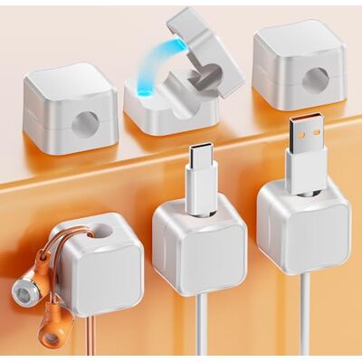 NEUTYPECHIC 6 Stück Kabelhalter Kabelclips, Magnetisch kabelhalter selbstklebend, Kabel Organizer Kabelhalter Selbstklebend für Schreibtisch, Nachttisch, Ladekabeln, HDMI, USB, Audiokabel, Weiß NEUTYPECHIC 6 Stück Kabelhalter Kabelclips, Magnetisch kabelhalter selbstklebend, Kabel Organizer Kabelhalter Selbstklebend für Schreibtisch, Nachttisch, Ladekabeln, HDMI, USB, Audiokabel, Weiß