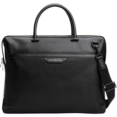 Tommy Hilfiger Herren Laptoptasche Business aus Leder, Schwarz (Black), Einheitsgröße Tommy Hilfiger Herren Laptoptasche Business aus Leder, Schwarz (Black), Einheitsgröße