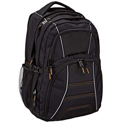 Amazon Basics Laptop-Rucksack mit gepolsterten Schulterriemen und Aufbewahrungsfächern für Stifte, Schlüssel, Handy, geeignet für die meisten Laptops bis zu, 43.2cm, Schwarz Amazon Basics Laptop-Rucksack mit gepolsterten Schulterriemen und Aufbewahrungsfächern für Stifte, Schlüssel, Handy, geeignet für die meisten Laptops bis zu, 43.2cm, Schwarz