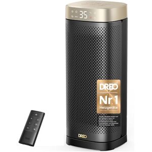 DREO Heizlüfter Energiesparend Leise, 2000W Keramik Heizung mit Thermostat, 12-Std-Timer, 3 Modi, 70° Oszillation, 16 Zoll Elektroheizung für Räume, Überhitzungs-Kippschutz, Solaris Slim H2, Gold DREO Heizlüfter Energiesparend Leise, 2000W Keramik Heizung mit Thermostat, 12-Std-Timer, 3 Modi, 70° Oszillation, 16 Zoll Elektroheizung für Räume, Überhitzungs-Kippschutz, Solaris Slim H2, Gold