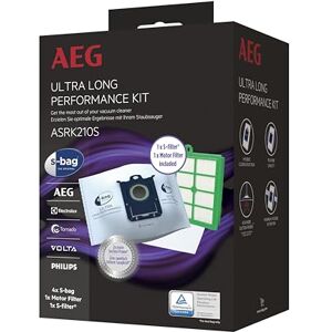 AEG ASRK210S s-Bag Performance Kit, 4 x S-Bag Staubbeutel Ultra Long Performance, 1 x S-Filter Hygienefilter Waschbar,1 x Motor Filter, XXL Synthetik Staubbeutel, Hygieneverschluss, 5 Liter AEG ASRK210S s-Bag Performance Kit, 4 x S-Bag Staubbeutel Ultra Long Performance, 1 x S-Filter Hygienefilter Waschbar,1 x Motor Filter, XXL Synthetik Staubbeutel, Hygieneverschluss, 5 Liter