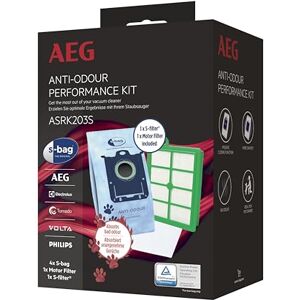 AEG ASRK203S S-Bag Performance Kit, 4X S-Bag Staubbeutel Anti-Odour,1x S-Filter Hygienefilter Waschbar, 1x Motor Filter, für Haustierbesitzer, Anti-Geruch, Hygieneverschluss, Beutelsauger AEG ASRK203S S-Bag Performance Kit, 4X S-Bag Staubbeutel Anti-Odour,1x S-Filter Hygienefilter Waschbar, 1x Motor Filter, für Haustierbesitzer, Anti-Geruch, Hygieneverschluss, Beutelsauger