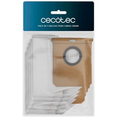 Cecotec 5er-Pack Staubsaugerbeutel für Conga 20090, inklusive 5 Staubsaugerbeutel, kompatibel mit der Basis für Staubsauger und Wischroboter Conga 20090, Zubehör Cecotec 5er-Pack Staubsaugerbeutel für Conga 20090, inklusive 5 Staubsaugerbeutel, kompatibel mit der Basis für Staubsauger und Wischroboter Conga 20090, Zubehör