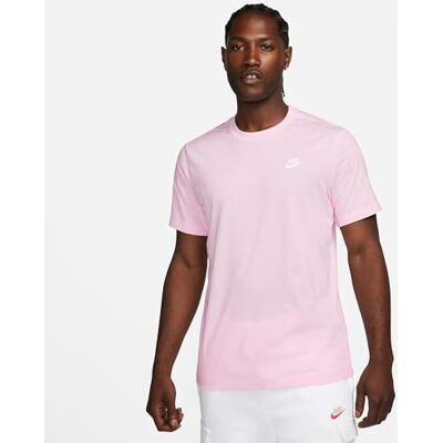 NIKE Sportswear Club Herren-T-Shirt, Pink Foam/White, AR4997-665, S NIKE Sportswear Club Herren-T-Shirt, Pink Foam/White, AR4997-665, S